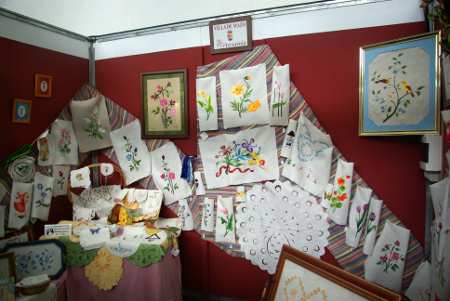 Traditional embroidery at the craft fair, Barlovento,  La Palma