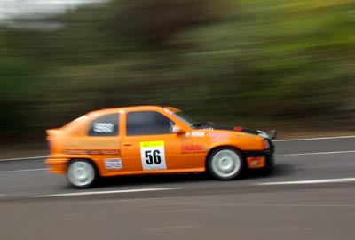 Rally car at high speed