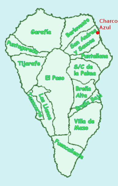 Map showing location of Charco Azul,La Palma, Canary Islands