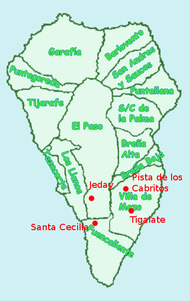 Map of the fire on La Palma