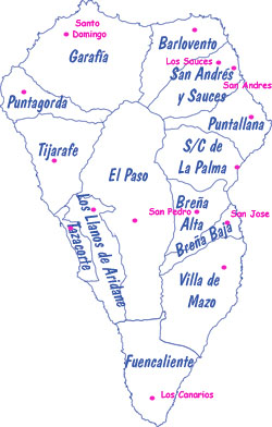 Map of La Palma municipalities