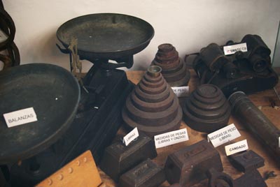 Old weights at the windmill museum, Mazo.